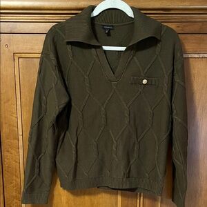 Talbots V-Neck Sweater in Dark Olive. So cute . Size M